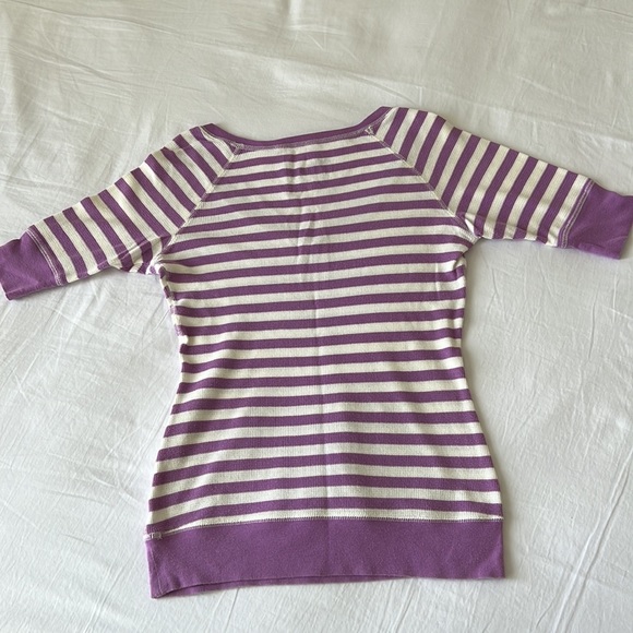 Vintage Y2K 2007 Garage Purple Stripe Layering Half Sleeve Sweater - Picture 3 of 3